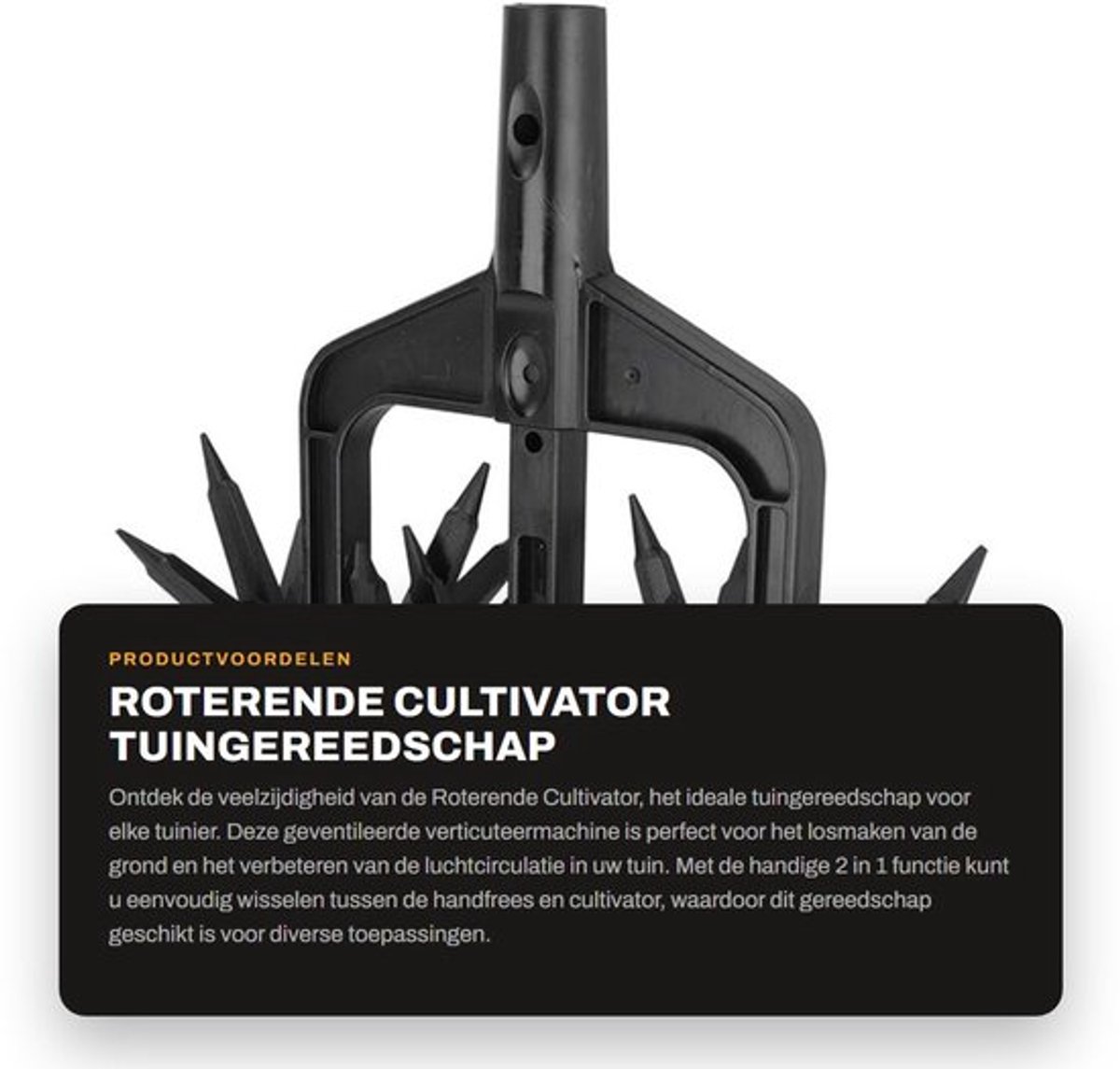 Cultivator Roterende Tuingrondverticuteermachine - Draagbare Handfrees - Lichtgewicht - 6 Versnellingen - 2 Montagemogelijkheden - ABS Materiaal - Tuingereedschap