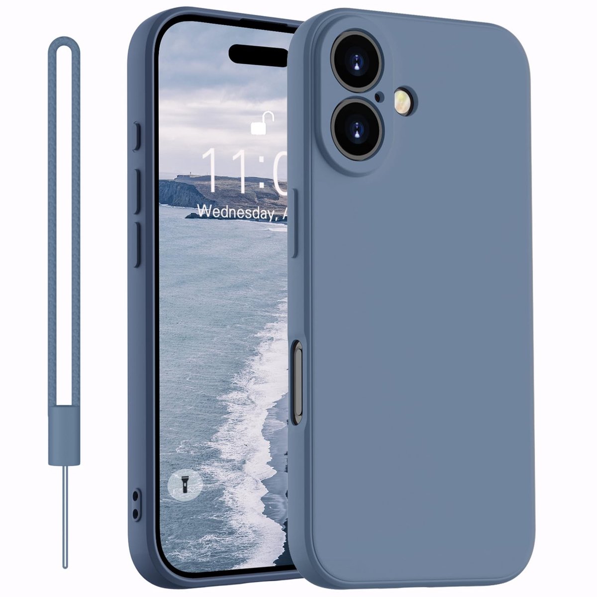 Dailygoods- Telefoonhoes iPhone 17 - Ultradun - Siliconen - Krasbestendig - Met koord - Microvezel binnenkant - Zachte bescherming - Telefooncover