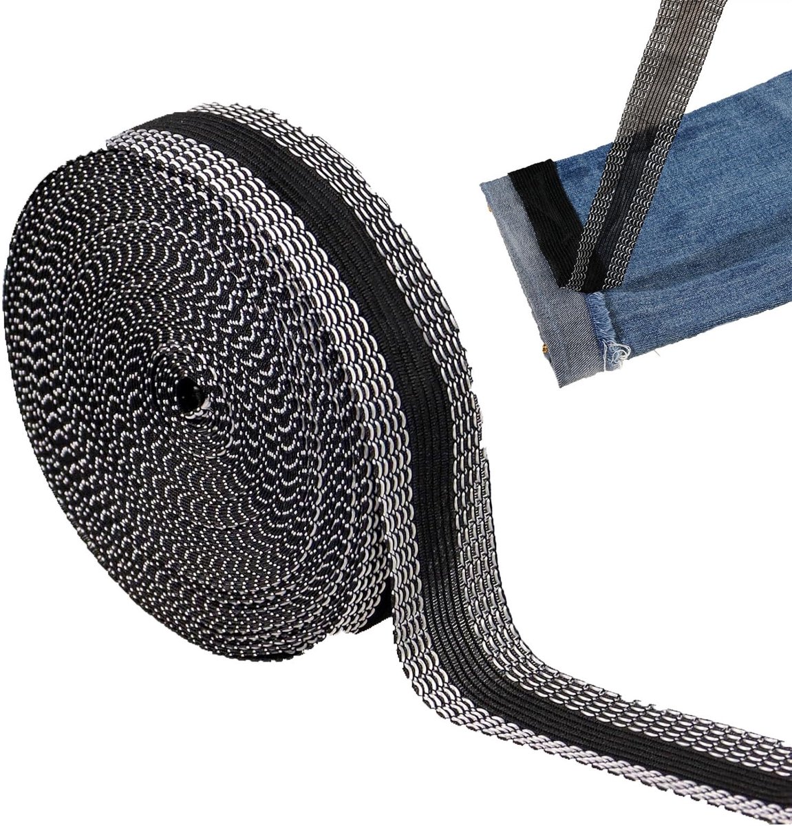Dailygoods - 10 m Zoomband voor Kleding en Gordijnen - Wasbestendig Strijkband in Zwart