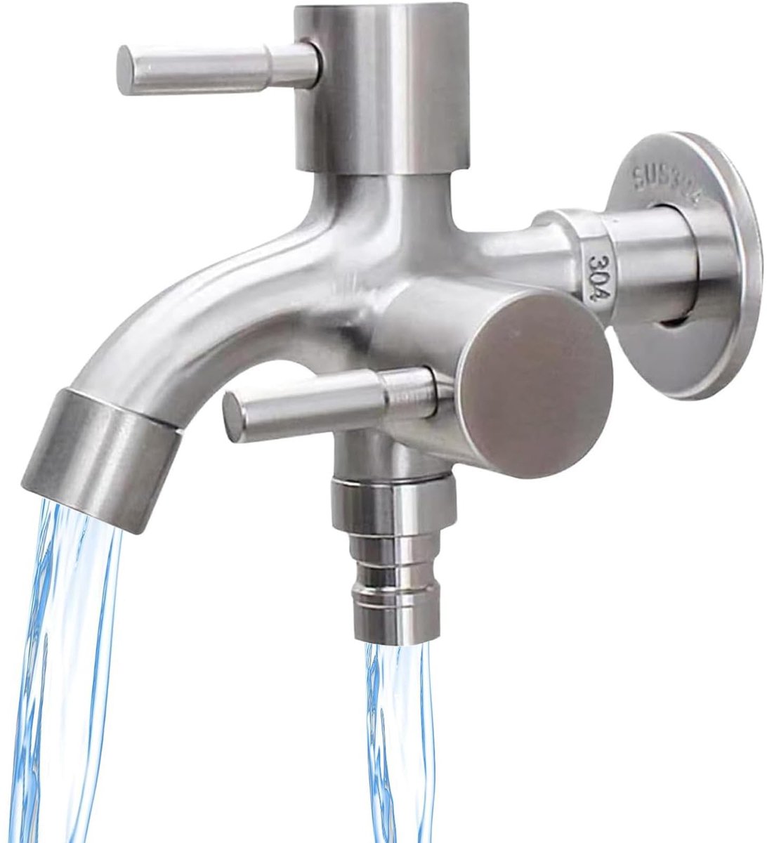 Dailygoods - Dubbele Waterkraan 1/2 Inch - Roestvrijstalen Multifunctionele Kraan voor Keuken & Tuin