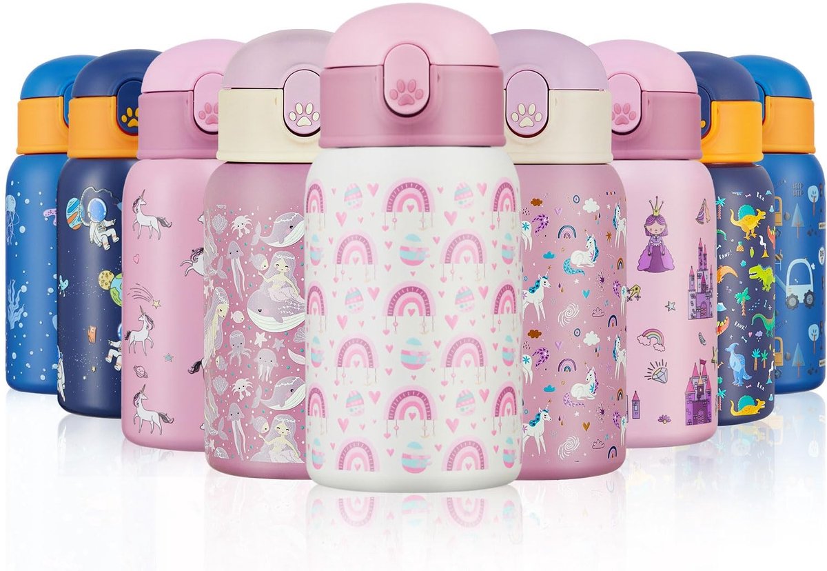 Dailygoods - Waterfles voor Kinderen, 400 ml, Isolerende Fles - Houdt Dranken Warm of Koud