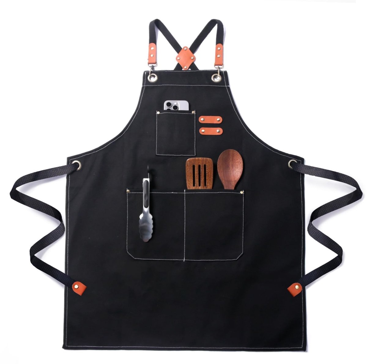 Dailygoods - Chef Kookschort voor Mannen en Vrouwen - Cross-Back Katoenen Canvas met 3 Zakjes