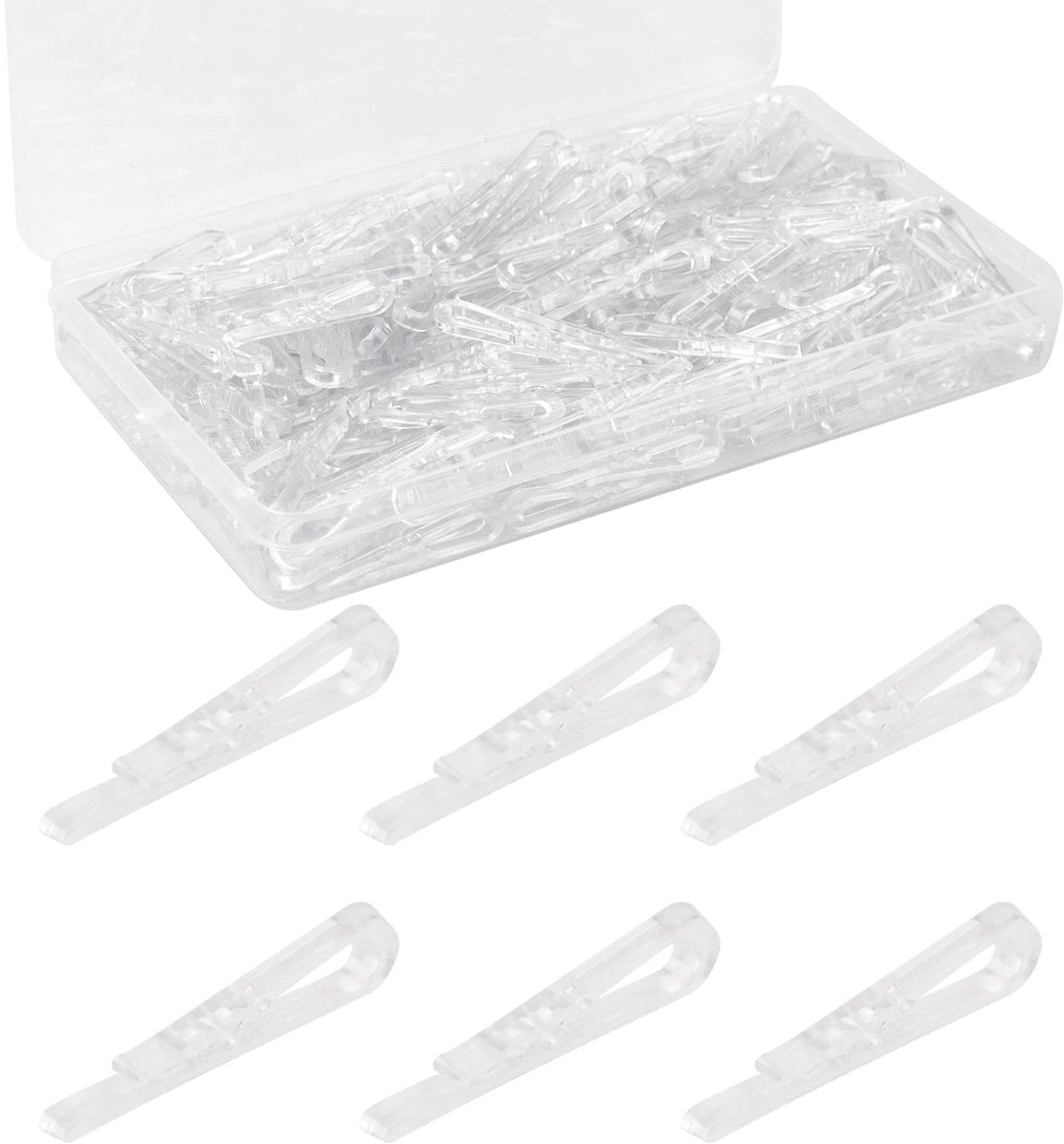 Dailygoods - 300 Transparante Kledingknijpers U-vorm voor Kleding en Textiel