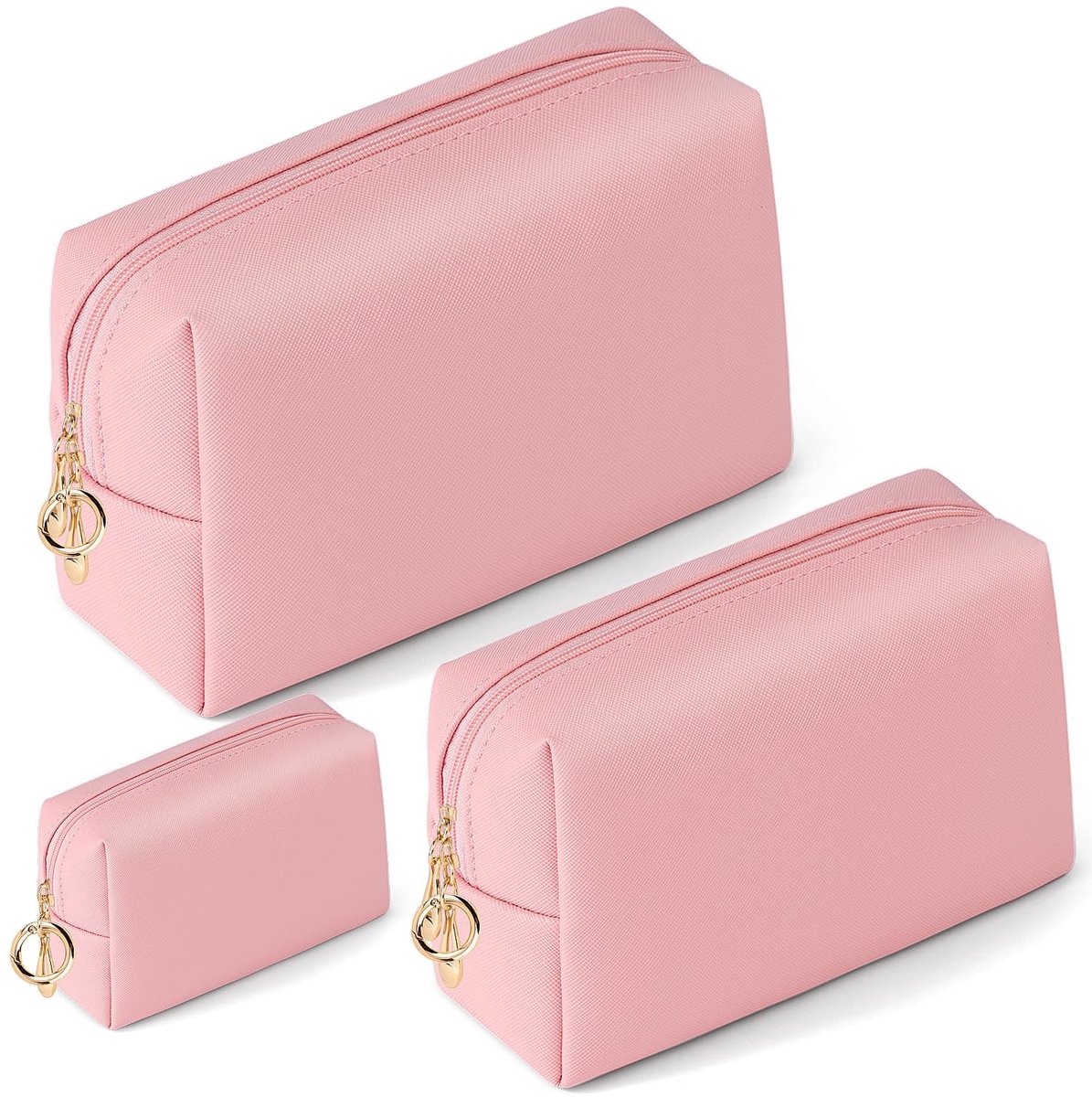 Dailygoods - 3-delige Cosmetica Tas Set voor Dames - Stijlvolle Roze Clutch