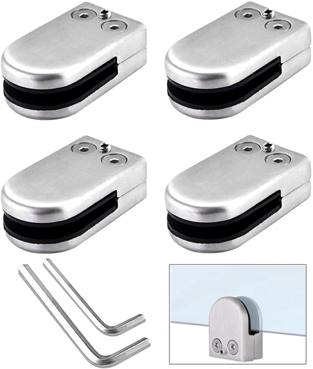 Dailygoods - 4 Stuks Glasklemmen - Verstelbare Beugels voor Balustrades