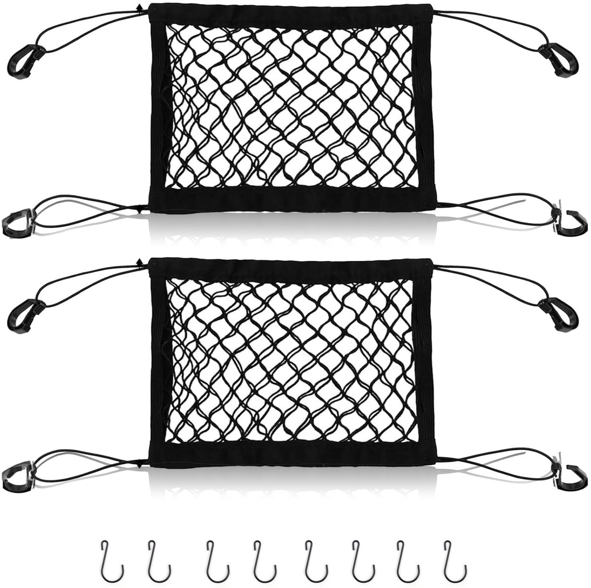 Dailygoods - Motorfiets-Bagagenet - 2 Stuks Elastisch Dubbellaags Opbergnet met 8 S-haken