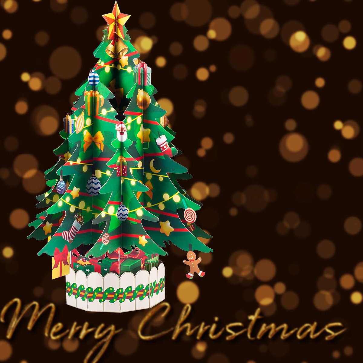 Dailygoods - 3D Pop-up Kerstkaart - Vader Kerstboom Kaart Stijl 7