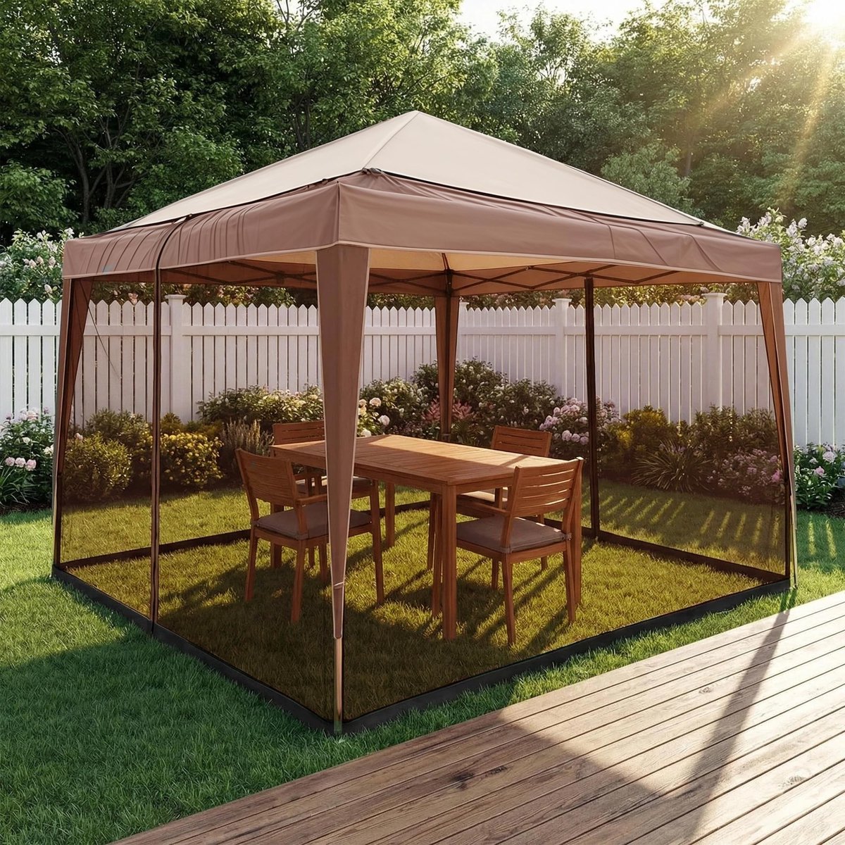 Dailygoods - Mosquito Net voor Gazebo 3x3m - Insectenbescherming met 2 Ritsdeuren