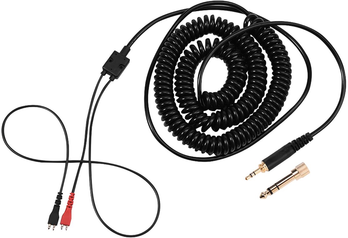 Dailygoods - Vervangende Coiled Kabel voor HD Hoofdtelefoons - 3.5 mm en 6.5 mm Plug