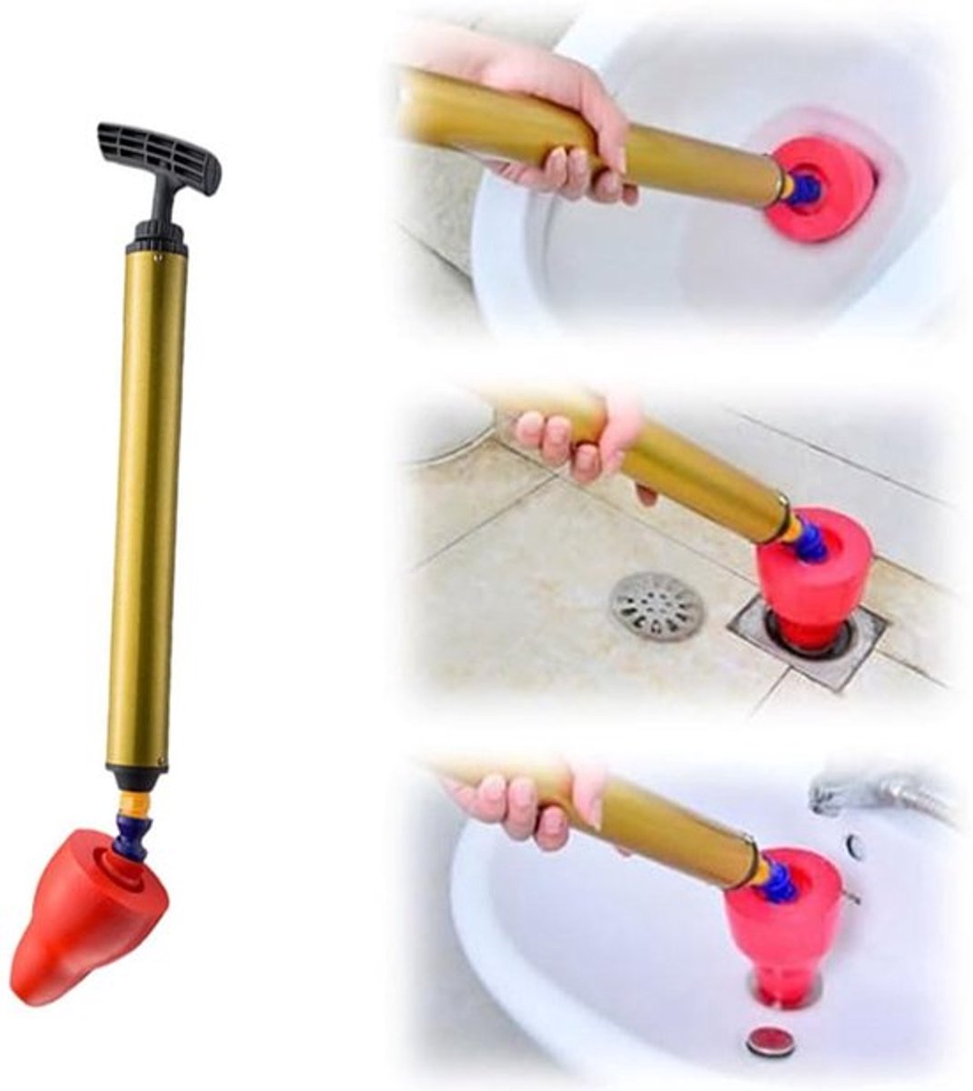 Toiletontstopper Hogedruk - Toiletontstopper Pomp - Afvoer Ontstopper - Pneumatische Zuiger - Sanitair Gereedschap - Ergonomisch Ontwerp - Afvoerontstopper