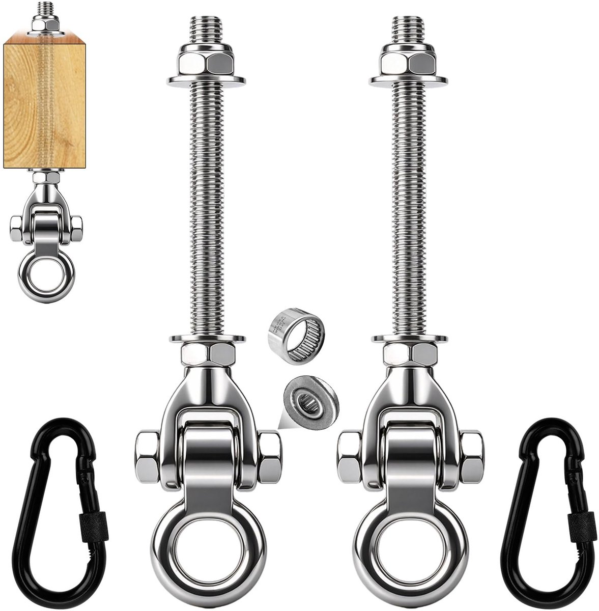 Dailygoods - 2 Schommelhaken M10 - Roestvrijstalen Ophangsystemen voor Binnen en Buiten