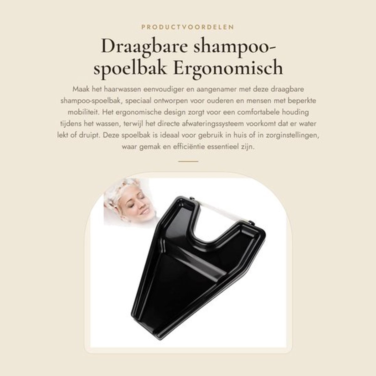 Shampoo-Spoelbak Ergonomisch Design - Draagbare Haarwasbak - Direct Afwateringssysteem - Geschikt voor Ouderen - Duurzaam Materiaal - Comfortabel Gebruik