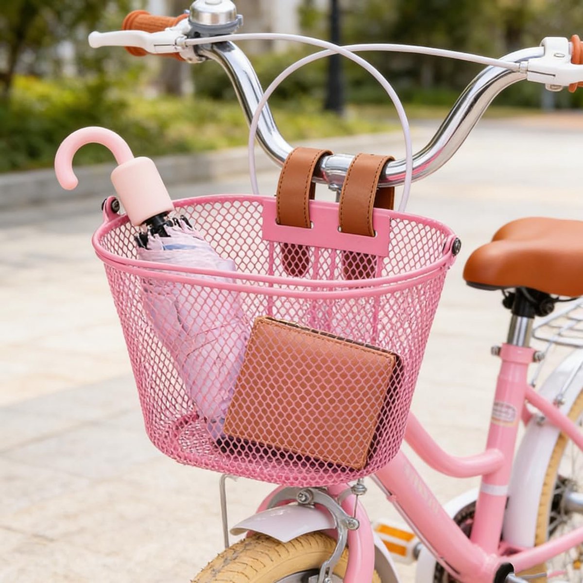 SnelShoppen - Fietsmand voor Kinderen, Afneembare Metalen Fietsmand in Roze voor Meisjes en Jongens, Ideaal voor Fietstochtjes, Speelgoed en Snacks