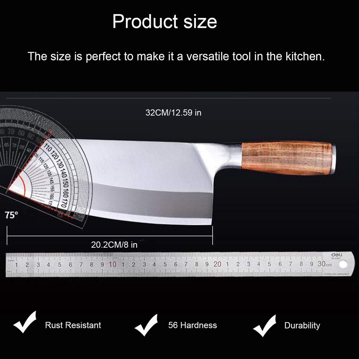 Dailygoods - 8 Inch Koksmes van Roestvrijstaal - Professioneel Keukenmes met Pakkawood Handvat en Cadeaubox