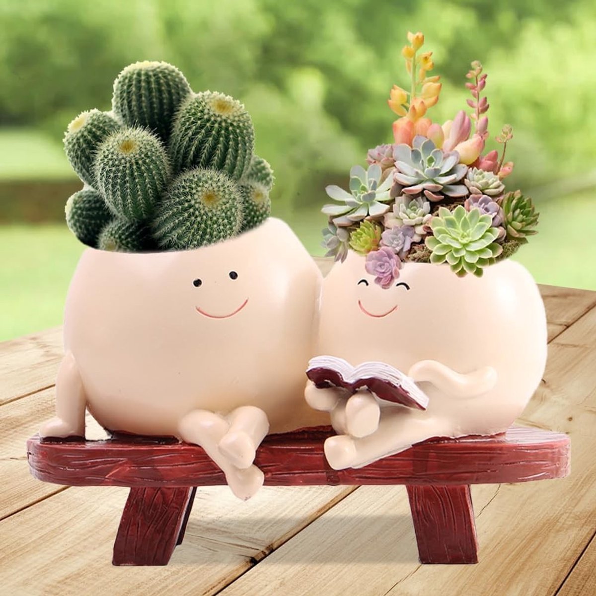 Dailygoods - Face Pot met Blijde Gezicht - Succulent Pot met Afvoergaatje