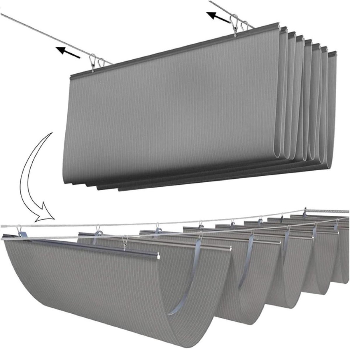 Intrekbare Schaduwhoes - Schaduwzeil Pergola - Terras Beschermen - 90% UV-bescherming - 0.6 x 5 m - Grijs