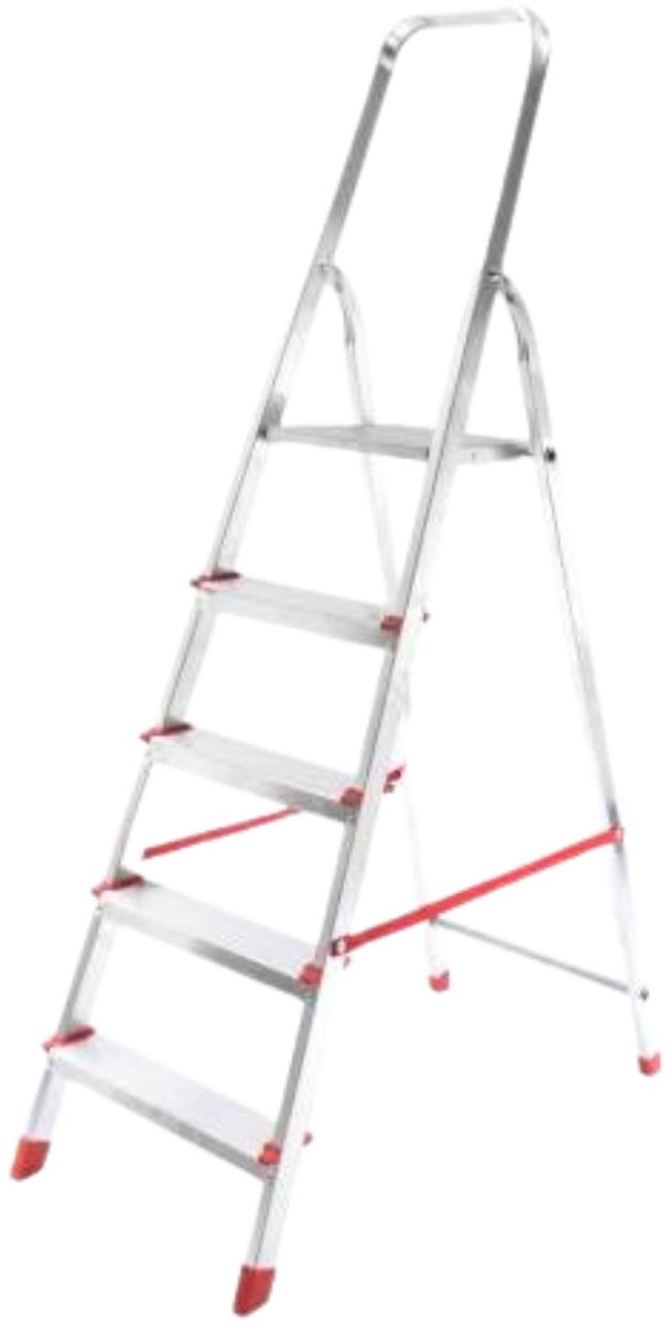 SnelShoppen - Vouwladder Aluminium 5 Treden DIY - Lichtgewicht, Verstelbaar, Ideaal voor Klussen, Huishouden, Tuin en Stellingen
