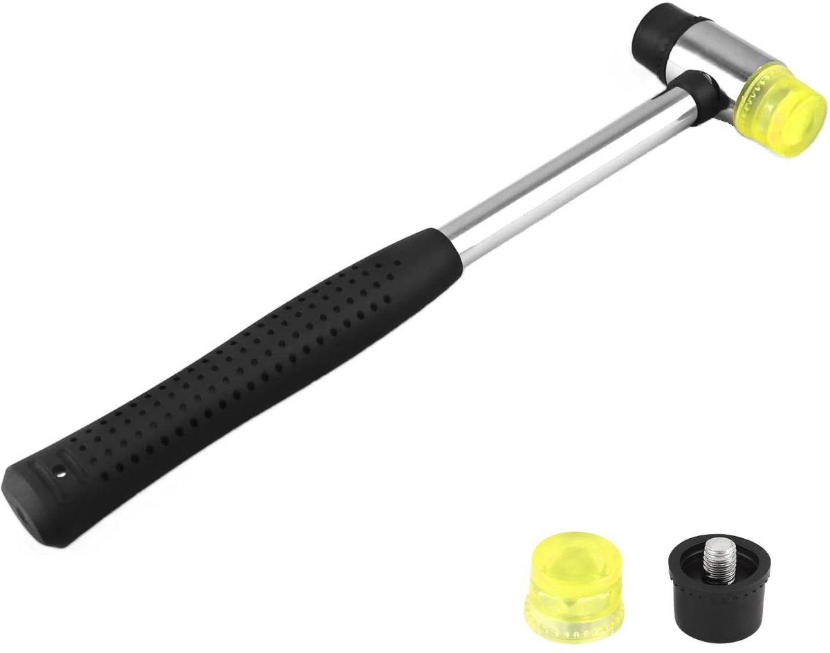 Dailygoods - Rubber Hammer met 2 Vervangbare Koppen - Zachte Hamer voor Doe-het-zelf Klussen
