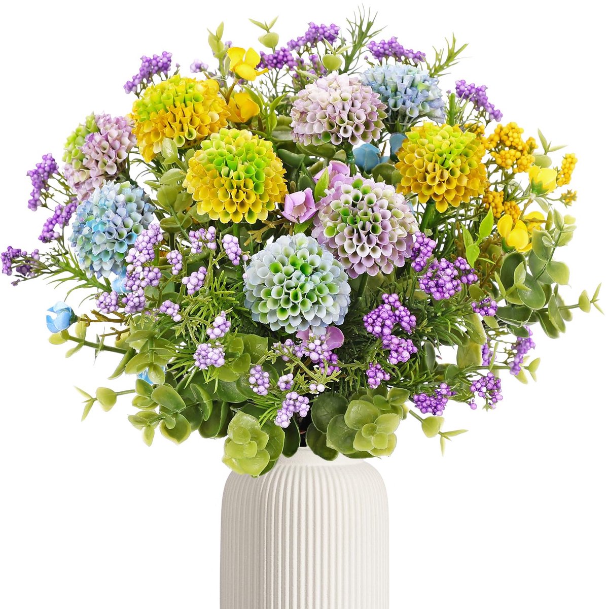 Dailygoods - Kunstbloemen boeket met gemengde eucalyptus - UV-bestendige nepbloemen voor b