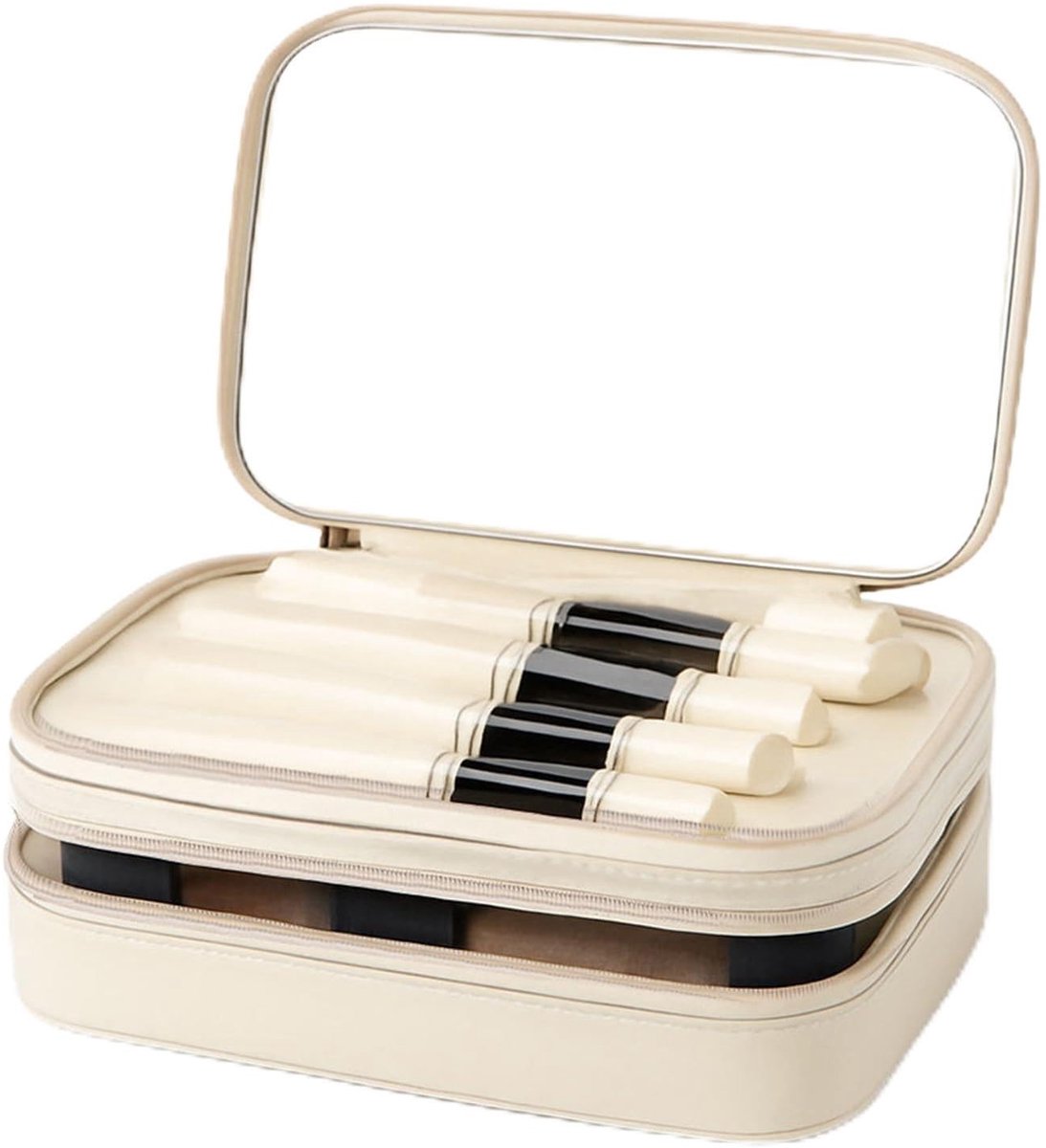 Dailygoods - Make-up Tas met Spiegel - Draagbare Organiser met Compartimenten voor Vrouwen