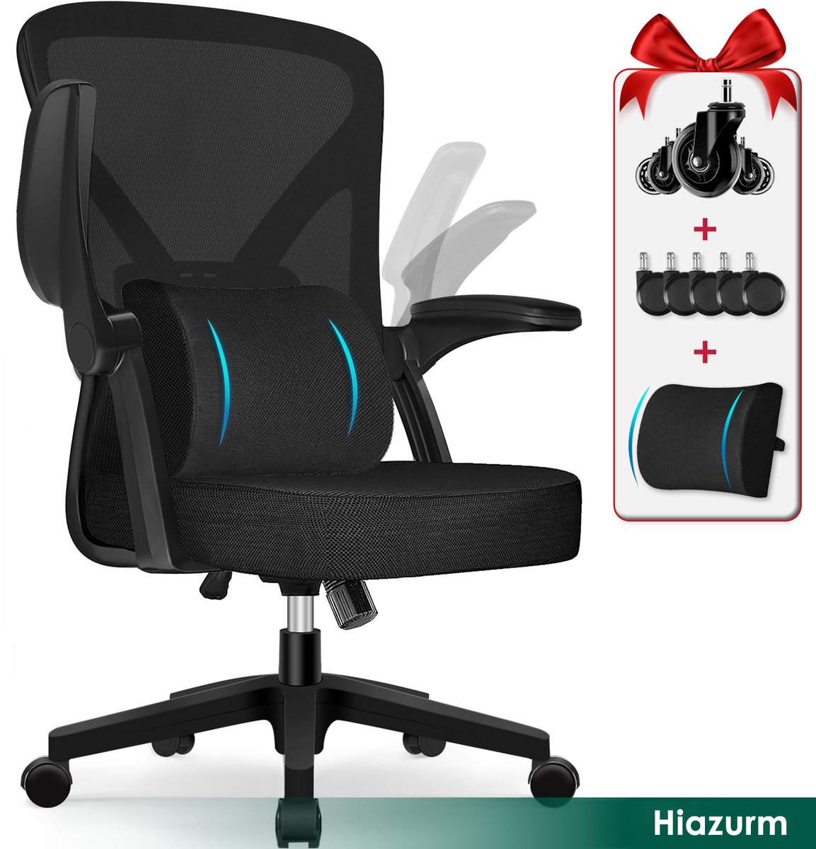 Hiaonyx Ergonomische Bureaustoel met Opklapbare Armleningen