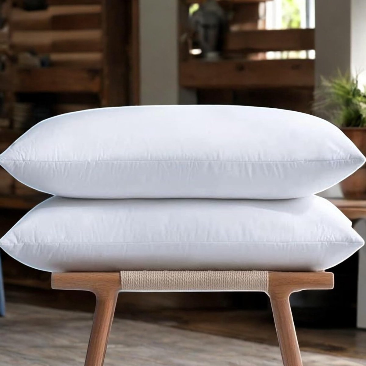 SnelShoppen - Luxe Comfort Eendenveren en Donzen Kussens 1200GSM Hypoallergeen Katoenen Overtrek UK Maat 48x74 cm - Hotelkwaliteit Donskussen Set van