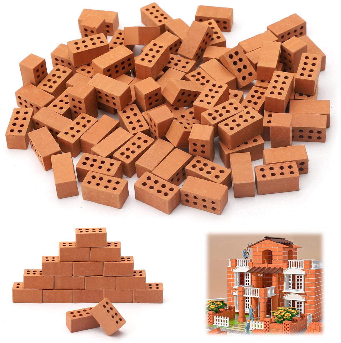 Dailygoods - 100 Miniatuur Bakstenen van Hout - Creatieve Bouwset voor Kinderen