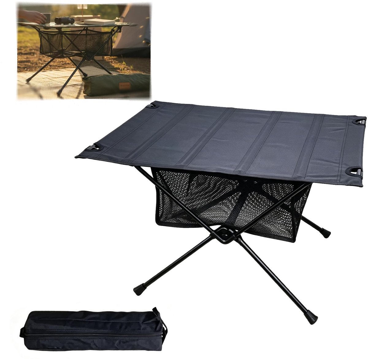 SnelShoppen - Opvouwbare Campingtafel - Lichtgewicht Aluminium Klaptafel - Ideaal voor Picknick, Tuin, Feest, Wandelen, Reizen - Inclusief Draagtas -