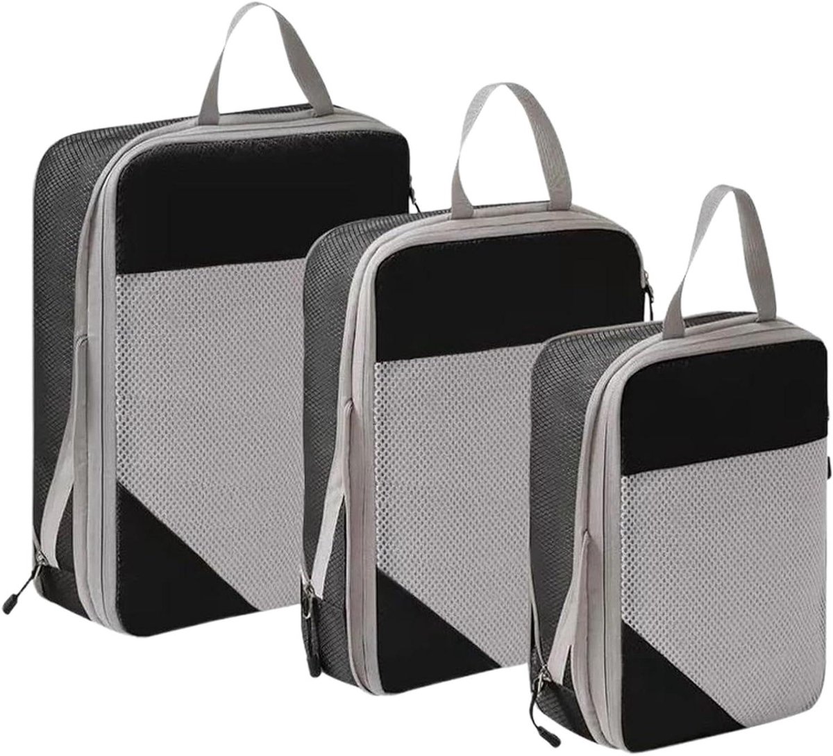 Compressie Verpakking Kubussen - Reis Organizers - Bagage Efficiënt Inpakken - Ruimtebesparend Ontwerp - 3 Maten Set - Zwart