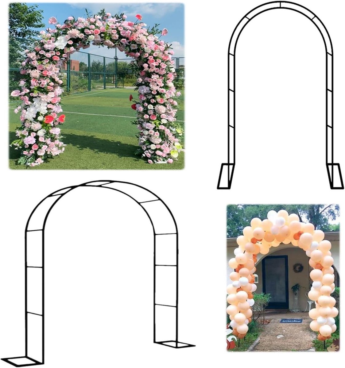 Tuinboog Klimplanten - Rozenprieel Pergola - Decoratie Bruiloft - Gegalvaniseerd Staal - 120 x 220 cm - Zwart