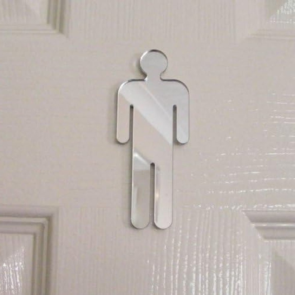 WC Deurbordje - Spiegel Man Vrouw - Aanduiding Ruimte - Gegraveerd Design - 45cm x 38cm - Zilverkleurig
