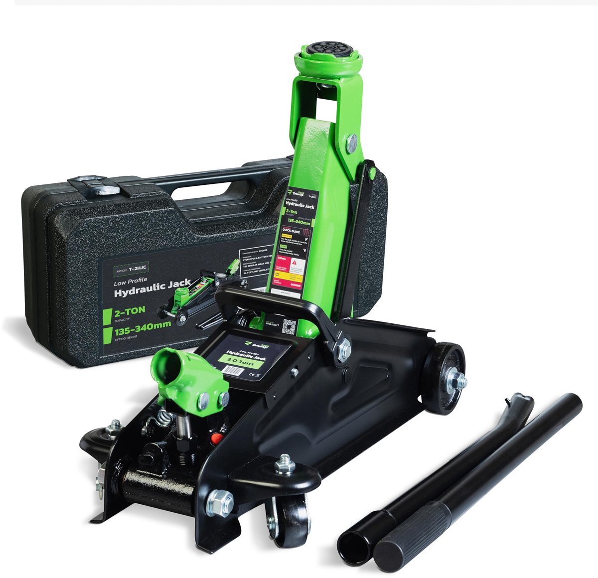 SnelShoppen - 2 Ton Hydraulische Trolley Jack met Draagkoffer - 13,5 tot 34 cm Hefbereik - Compact & Zware Draagbare Autokrik voor Auto's & SUV's - Be