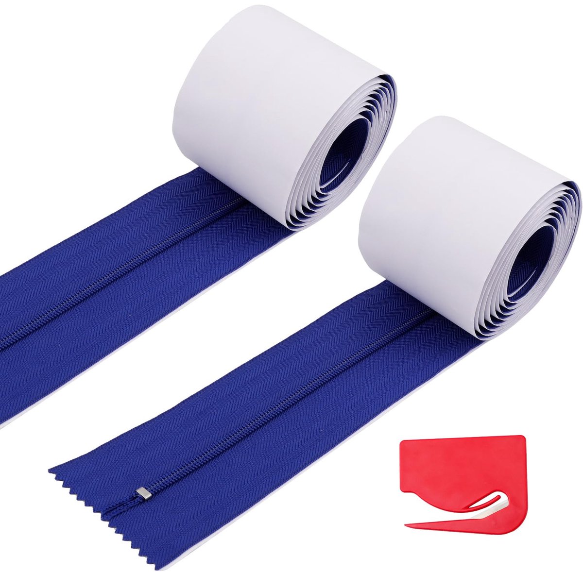 SnelShoppen - 2st Stofbarrière Ritssluiting - Zelfklevend Zeil met Dubbele Zware Ritssluiting - Kunststof Wandaccessoires voor Stofbescherming in Blau