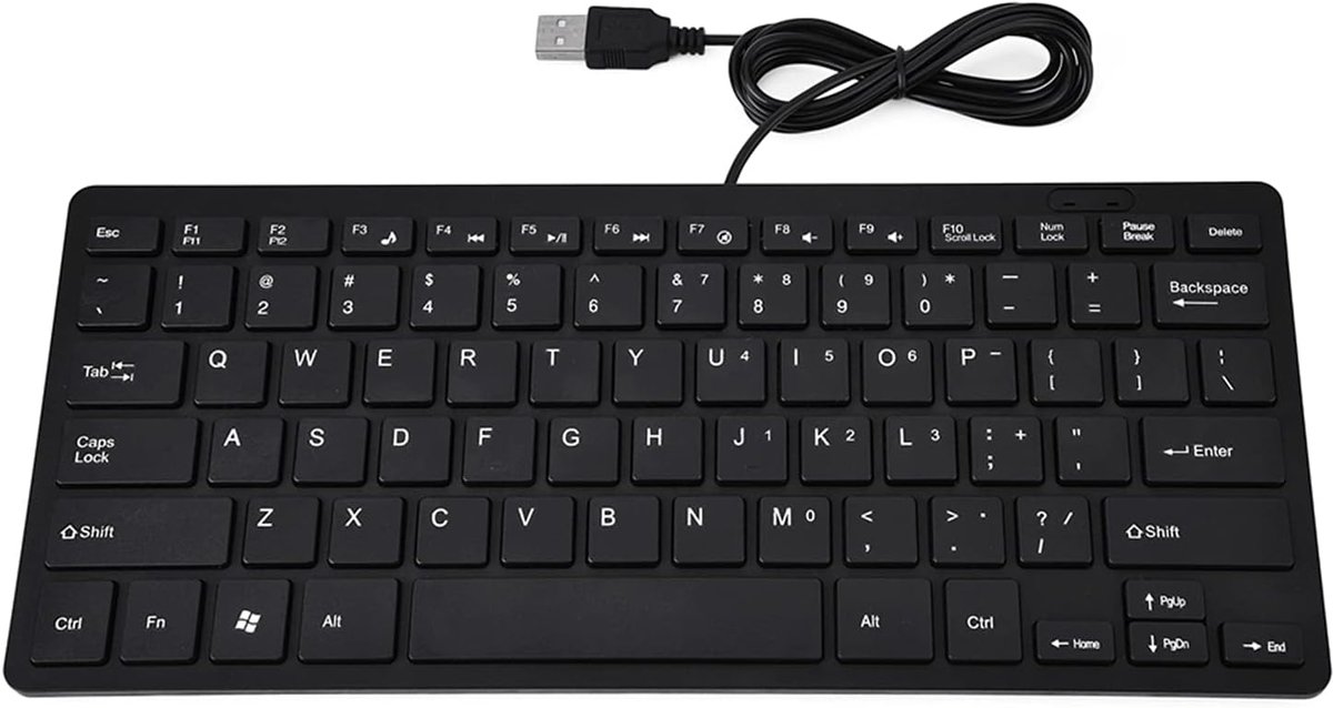 SnelShoppen - Computertoetsenbord USB Bedraad - 78-Toetsen Mini Ultradun Toetsenbord voor Notebook en Desktop - Zwart/Wit Compact Toetsenbord voor Thu