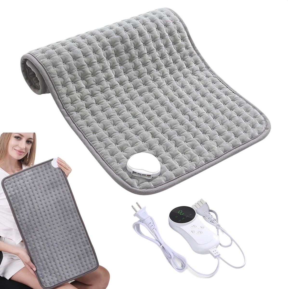 Verwarmingskussen - Warmtekussen Nek Rug - Spierontspanning - Gelijkmatige Warmte - 30 x 60 cm - Grijs