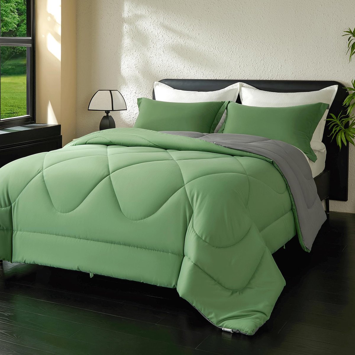 SnelShoppen - Dekbed 240x220 cm Omkeerbaar voor Alle Seizoenen - Oeko-TEX-gecertificeerd 300GSM Zacht Microvezel Duvet met Kussenslopen