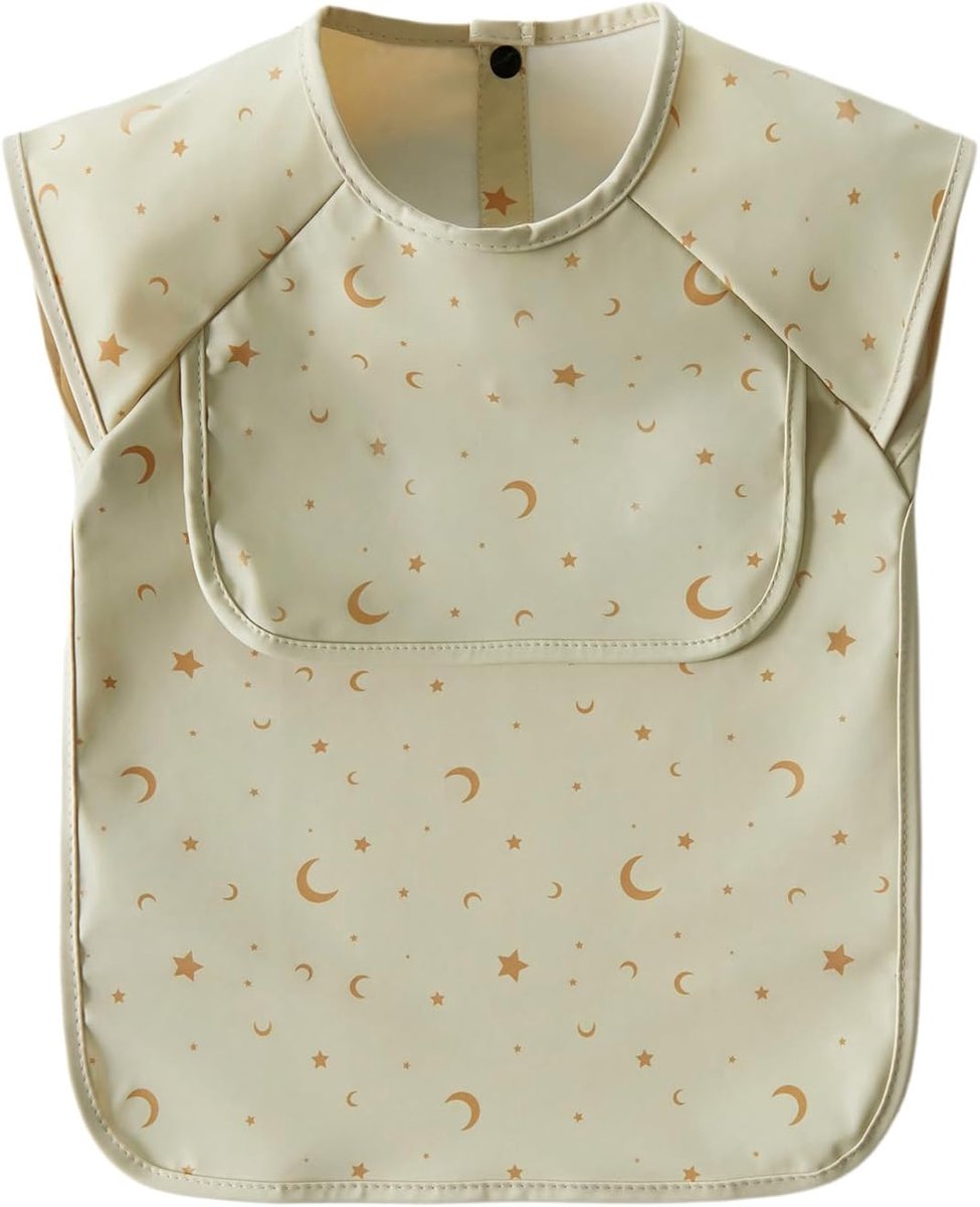 SnelShoppen - Slabbetje met Korte Mouwen voor Baby's - Waterdicht PU-Stof, Makkelijk te Reinigen, Vlekbescherming, Voor Kinderen van 12-36 Maanden, Id