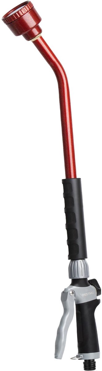 SnelShoppen - Lange gietstaaf 61 cm tuinsproeier met volle zachte douche en doorstroomregeling, duurzame metalen slang voor hangende manden, struiken,