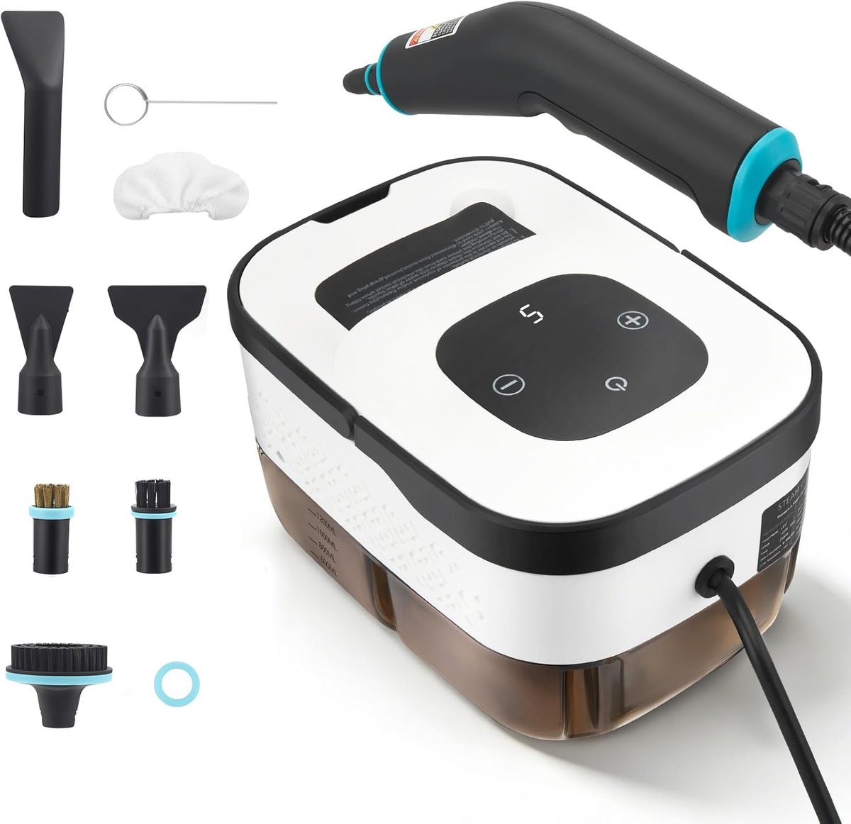 SnelShoppen - Handstoomreiniger 2500W, Hoge Druk 4.5 bar, 1250ml Tank, 15s Verwarming, 9 Accessoires, Draagbaar voor Keuken, Auto, Vloer, Keramisch Ve