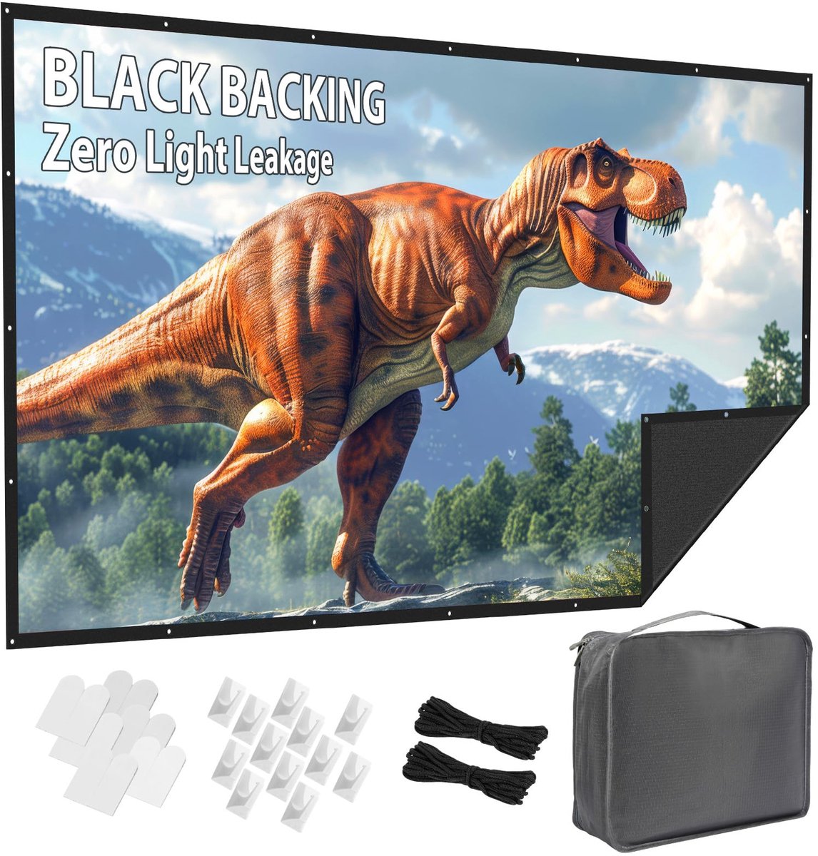 SnelShoppen - 72 inch Beamerscherm voor buiten - Opvouwbaar & Draagbaar Projectiescherm 16:9 - Zwart Lichtdicht Wasbaar Kreukvrij - Perfect voor Feest