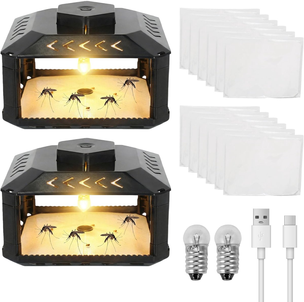 SnelShoppen - Vlooienval voor woning, 2 stuks led-vlooienlichtval, omnidirectionele vlooienval lamp voor woonkamer, slaapkamer, kinderkamer, keuken, v