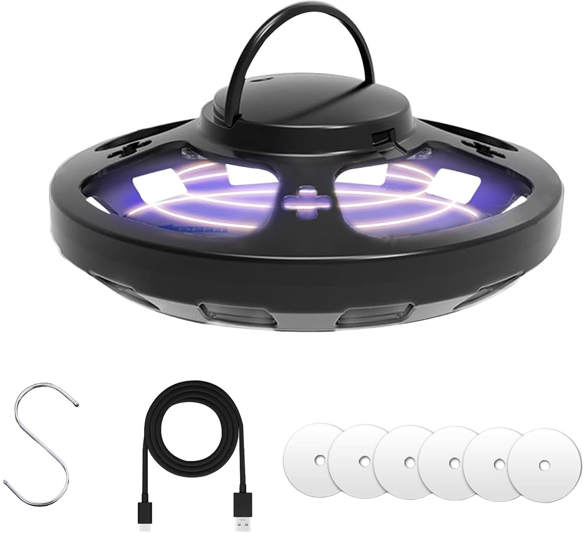 SnelShoppen - Vlooienval voor Woning, LED Vlooienval Lamp met 6 Lijmschijven en Haak, Effectieve Bedwantsenval voor Thuis, Makkelijk in Gebruik, Ideaa
