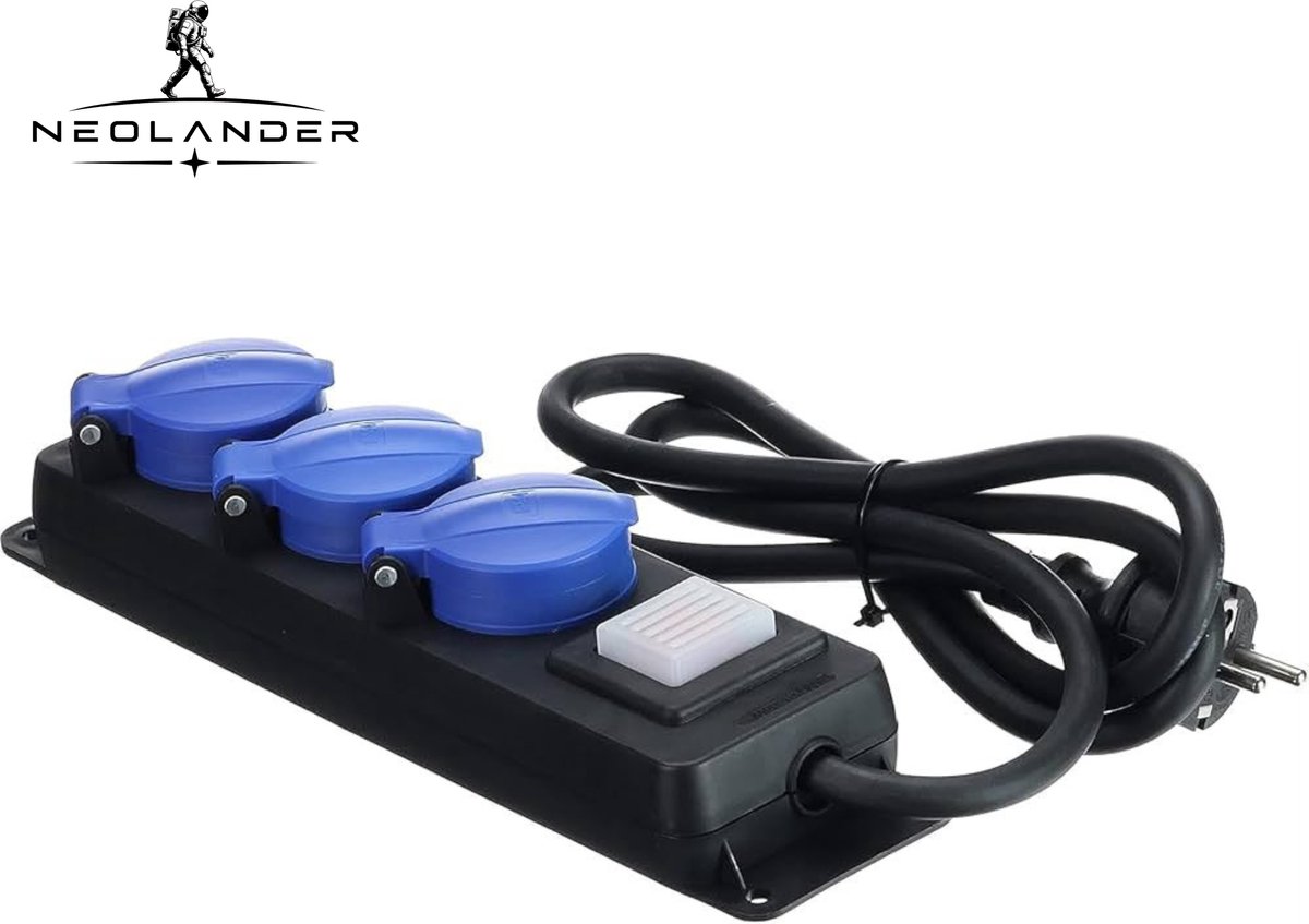 NeoLander - IP44 - 3-voudige Stekkerdoos - H07RN-F 3G1.5 Kabel - 1,5 m Kabellengte - Voor Buiten en Bouwplaats