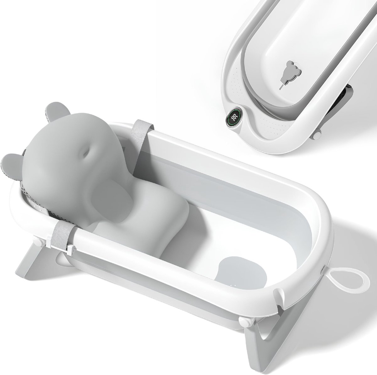 SnelShoppen - Opvouwbaar Baby Bad Met Antislip Badkussen en Thermometer - Babybadje Voor Nieuwe Born Tot 3 Jaar - Foldable Bathtub - Ideaal Voor Thuis