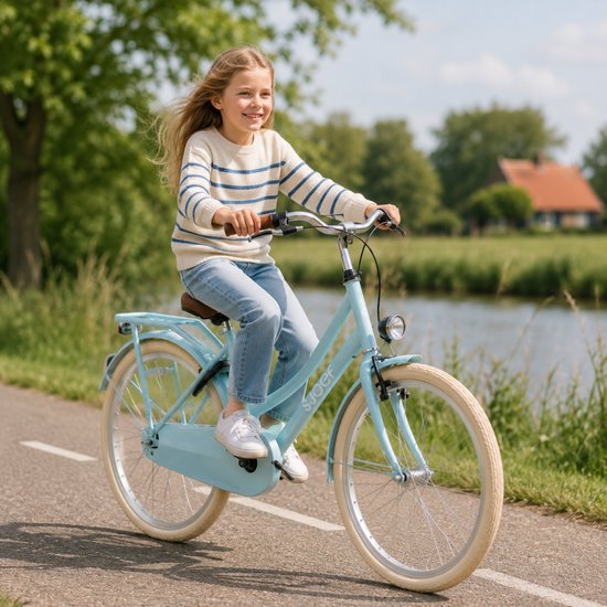 SJOEF City Meisjesfiets 22 inch - Kinderfiets 7, 8 & 9 jaar - LED verlichting - Inclusief Slot - Omafiets 22 inch - Licht Blauw van SJOEF — afbeelding 5