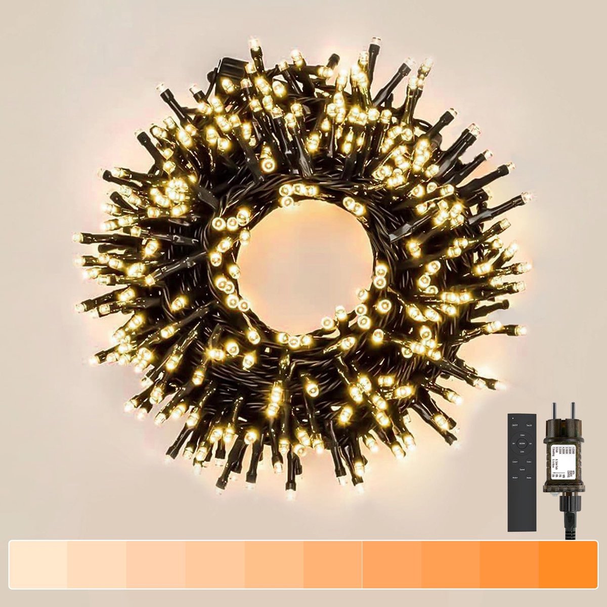 SnelShoppen - Gresonic 750LED Cluster-lichtketting 20m Dimbaar Warmwit 1800-3800K met Stekker, 9 Modi, Timer, Afstandsbediening, IP44 Waterdicht voor