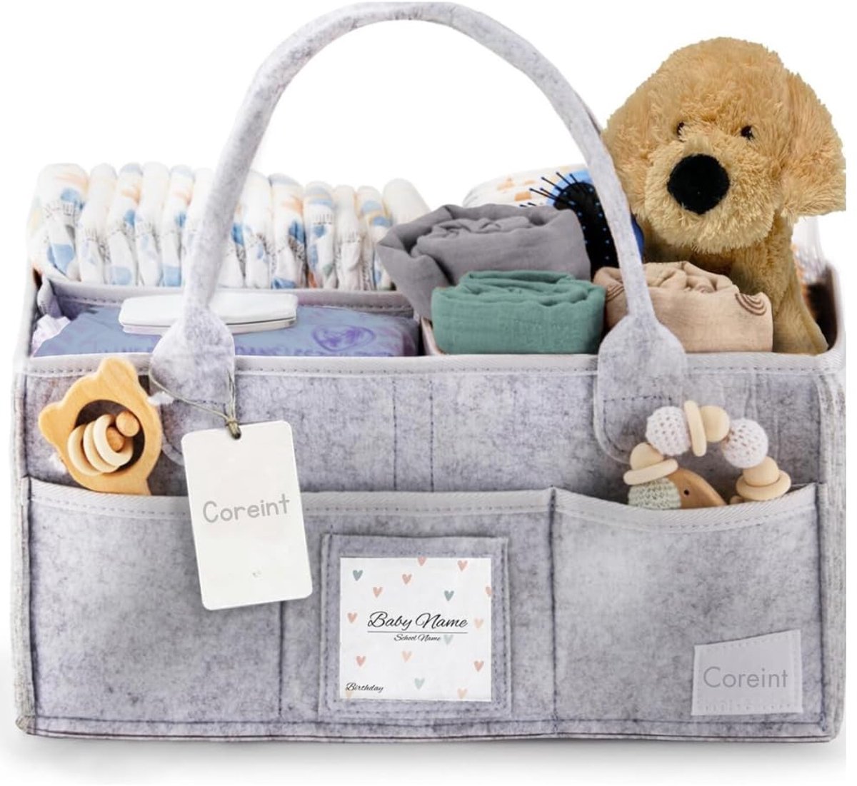 SnelShoppen - Luier Caddy Organizer Groot - Stijlvolle Opbergmand voor Baby Essentials - Perfecte Baby Shower Geschenken - Kinderkamer Decor - Pasgebo
