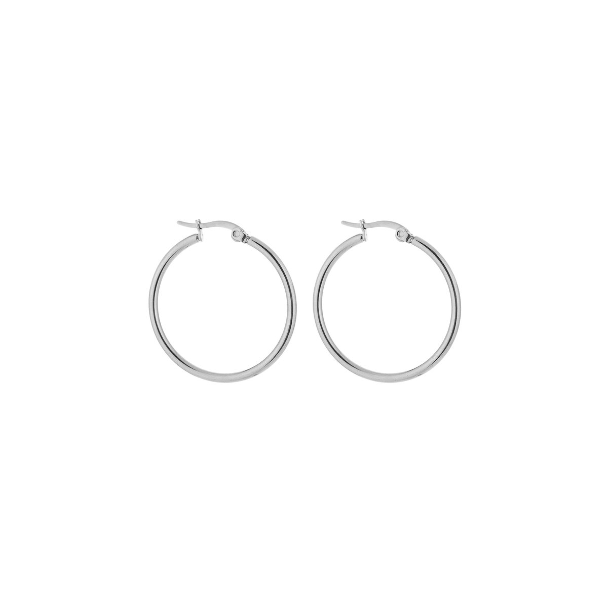 Stainless Steel Klassieke Dunne Oorringen – Minimalistische 30mm Hoops – RVS - Zilver