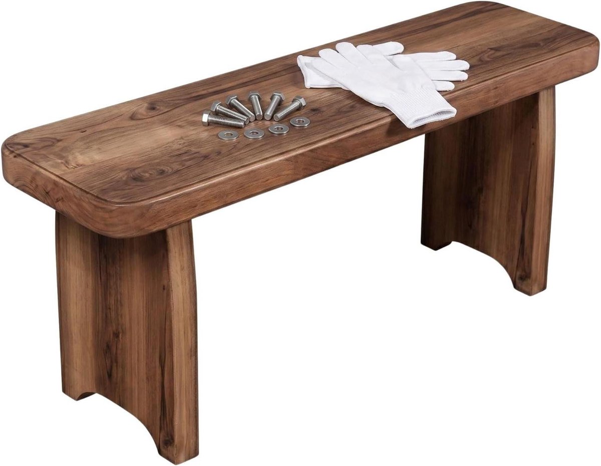 Houten Bank - Halbank Rustiek - Ruimte Besparen - Stevige Pen-en-gatverbinding - 80 x 25 cm - Naturel