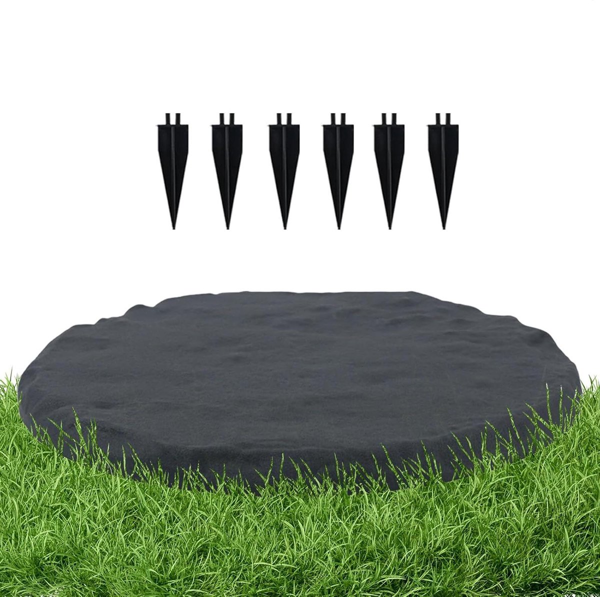 Decoratieve Stepping Stones - Tuinpad Stenen - Tuinpad Aanleggen - Met Grondpennen - 39 cm Diameter - Grijs
